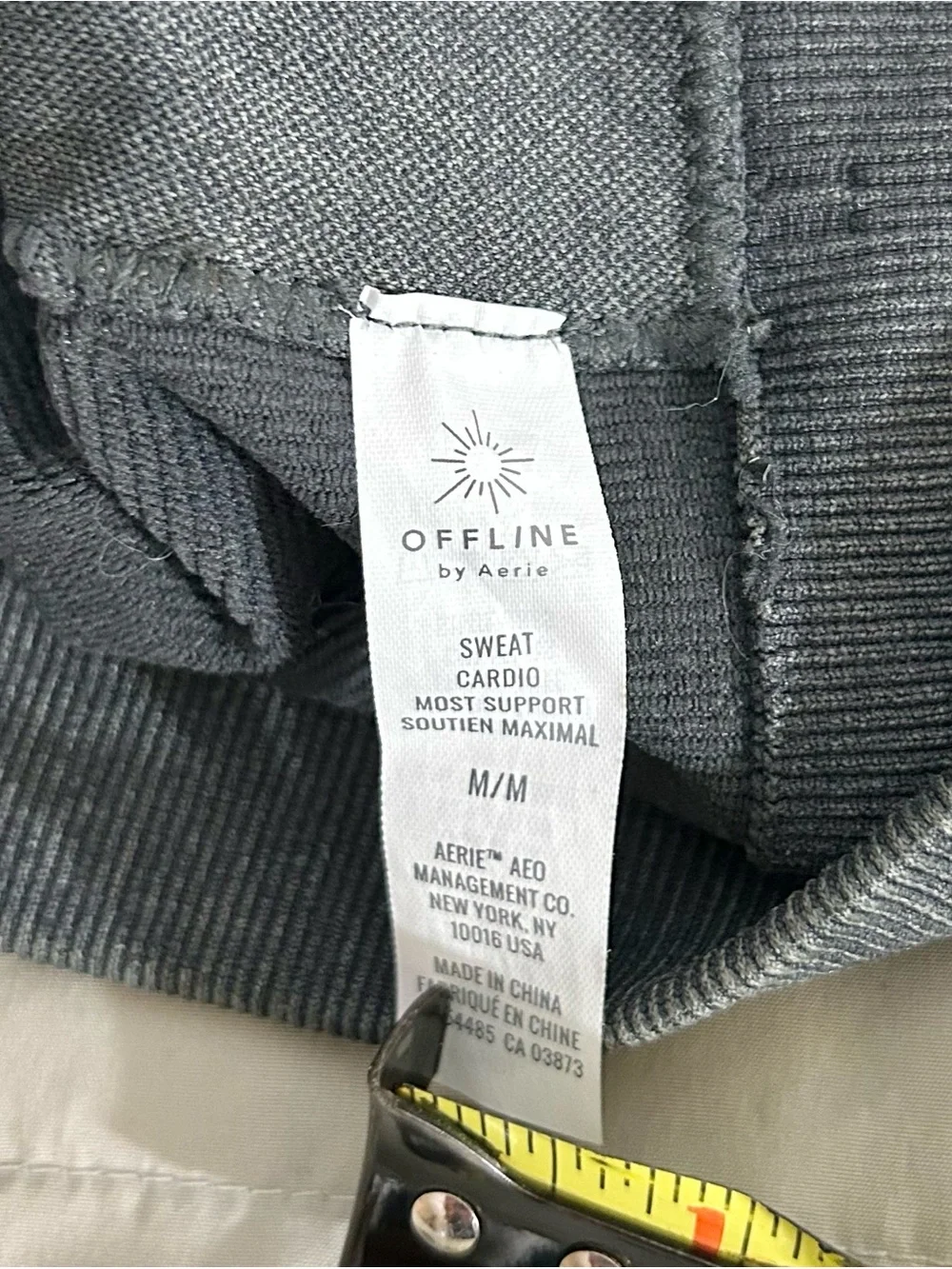 OFFLINE by Aerie Seamless Zip Front Sports Bra, Charcoal, Women’s Medium